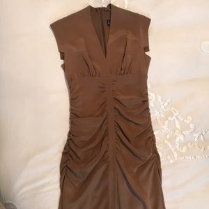 EUC size 6 bronze silk Nicole Miller dress